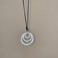 Light Luxury Alloy Leather Crystal Multilayer Round Pendant Sweater Necklace view 4