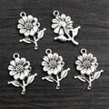 Alloy Sunflower Sun Flower Pendant Charm For DIY Necklace Bracelet Jewelry Accessories 27x19mm 1.6g view 2