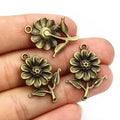 Alloy Sunflower Sun Flower Pendant Charm For DIY Necklace Bracelet Jewelry Accessories 27x19mm 1.6g view 4