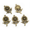 Alloy Sunflower Sun Flower Pendant Charm For DIY Necklace Bracelet Jewelry Accessories 27x19mm 1.6g view 3