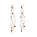Court Style Faux Pearl Teardrop Tassel Drop Earrings With Silver Pin Grid Pendant Design view 5
