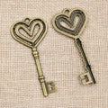Heart Key Charm Pendant For DIY Jewelry Accessories Necklace Bracelet Making 69x31mm 6g view 3