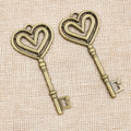 Heart Key Charm Pendant For DIY Jewelry Accessories Necklace Bracelet Making 69x31mm 6g view 2
