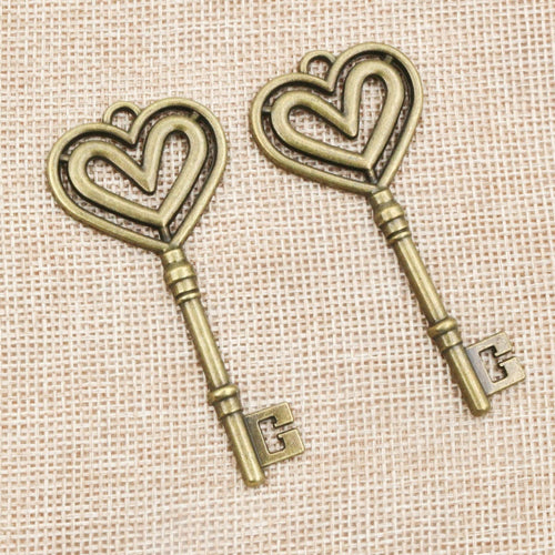 Heart Key Charm Pendant For DIY Jewelry Accessories Necklace Bracelet Making 69x31mm 6g