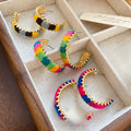 Alloy Knitted Rope C Shape Stud Earrings With Silver Posts Vacation Geometric Circle Style view 3