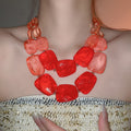 Irregular Geometric Acrylic Beaded Double Layer Necklace Light Luxury Statement Clavicle Chain view 4