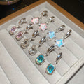 Sweet Resin Star Rhinestone C-Shaped Drop Earrings With Silver Needle Posts view 2