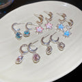 Sweet Resin Star Rhinestone C-Shaped Drop Earrings With Silver Needle Posts view 4