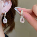 Sweet Resin Star Rhinestone C-Shaped Drop Earrings With Silver Needle Posts view 3