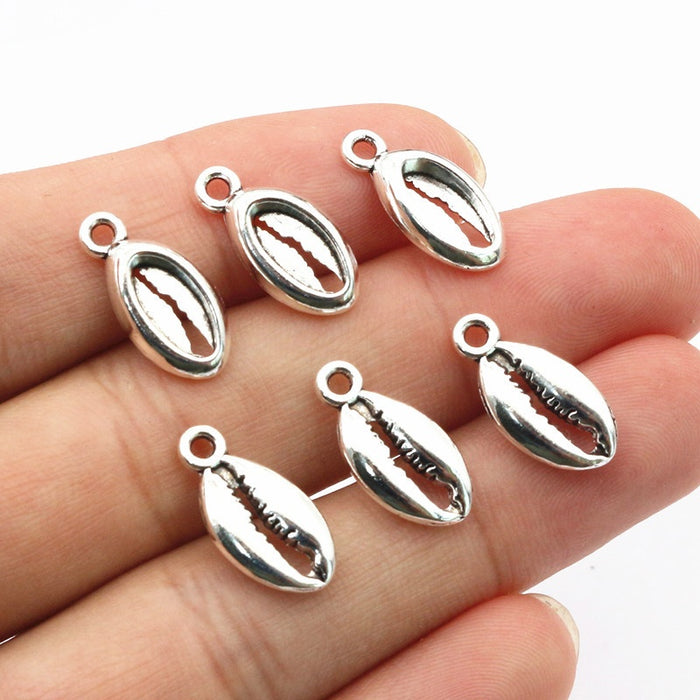 Alloy Faux Shell Small Charm Pendant For DIY Jewelry Accessories Necklace Bracelet 17x8mm 1g