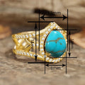 Women's Teardrop Design Ring With Faux Turquoise, Vintage Style Wedding Jewelry view 4