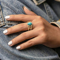Women's Teardrop Design Ring With Faux Turquoise, Vintage Style Wedding Jewelry view 3