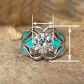 Women's Vintage Glossy Enamel Six Prong Diamond Ring, Light Luxury Asian Style Jewelry view 4
