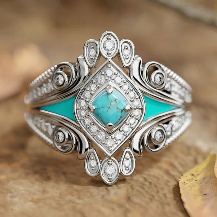 Bohemian Style Ring For Women, Light Luxury Vintage Oil Painting Design Niche Finger Band