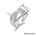 Light Luxury Women's Ring With Crossed Line Design, Fashion Geometric Statement Finger Ring view 4