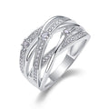 Light Luxury Women's Ring With Crossed Line Design, Fashion Geometric Statement Finger Ring view 2