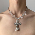 Acrylic Crystal Beaded Cross Choker Necklace For Women Minimalist Geometric Trendy Collarbone Jewelry view 2