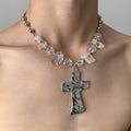 Acrylic Crystal Beaded Cross Choker Necklace For Women Minimalist Geometric Trendy Collarbone Jewelry view 3