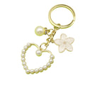 Metal Pearl Peach Heart Keychain Phone Chain Bag Charm Gift view 5
