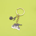 Metal Cat Piano Note Keychain Bag Charm view 1