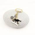 Metal Cat Piano Note Keychain Bag Charm view 3