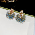 Light Luxury French Court Teardrop Crystal Rhinestone Stud Earrings With Silver Pin view 3