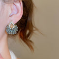 Light Luxury French Court Teardrop Crystal Rhinestone Stud Earrings With Silver Pin view 4