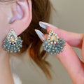 Light Luxury French Court Teardrop Crystal Rhinestone Stud Earrings With Silver Pin view 2