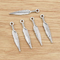Alloy Feather Pendant Charm For DIY Jewelry Accessories Necklace Bracelet Making 28x5mm 0.7g view 2