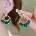 Light Luxury Alloy Round Rhinestone Waterdrop Pendant Drop Earrings For Women view 3