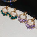 Light Luxury Alloy Round Rhinestone Waterdrop Pendant Drop Earrings For Women view 2