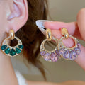 Light Luxury Alloy Round Rhinestone Waterdrop Pendant Drop Earrings For Women view 1