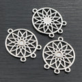 Alloy Hollow Flower Pendant Connector Charm For DIY Jewelry Accessories Necklace Bracelet 33x26mm view 2