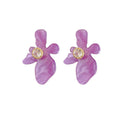 Light Luxury Sparkling Zircon Resin Flower Stud Earrings With Silver Pins view 5