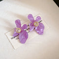 Light Luxury Sparkling Zircon Resin Flower Stud Earrings With Silver Pins view 4