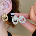 Matte Metal Geometric Circle Stud Earrings Western Style Minimalist Fashion Ear Jewelry view 1