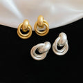 Matte Metal Geometric Circle Stud Earrings Western Style Minimalist Fashion Ear Jewelry view 4