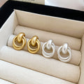 Matte Metal Geometric Circle Stud Earrings Western Style Minimalist Fashion Ear Jewelry view 2