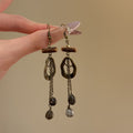 Wooden Irregular Round Tassel Drop Earrings Vintage Ethnic Geometric Ear Hook Jewelry For Women view 4