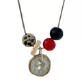 Vacation Style Spotted Stone Beaded Button Pendant Necklace Vintage Minimalist Geometric Round Charm view 5