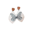 Ethnic Vintage Wooden Butterfly Print Waterdrop Pendant Drop Earrings With Silver Pins view 5