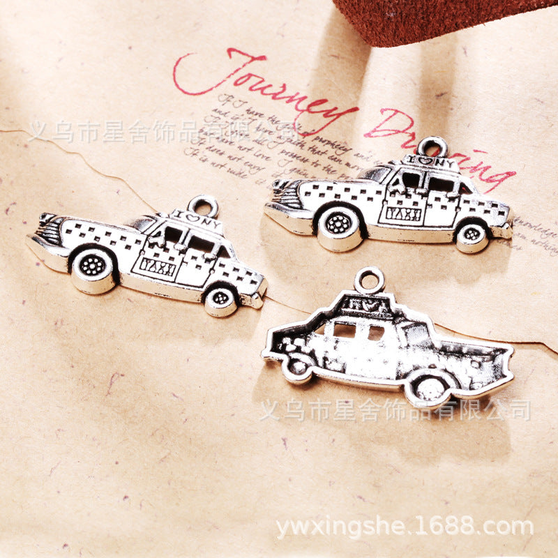 Vintage Taxi Car Zinc Alloy Charm Pendant