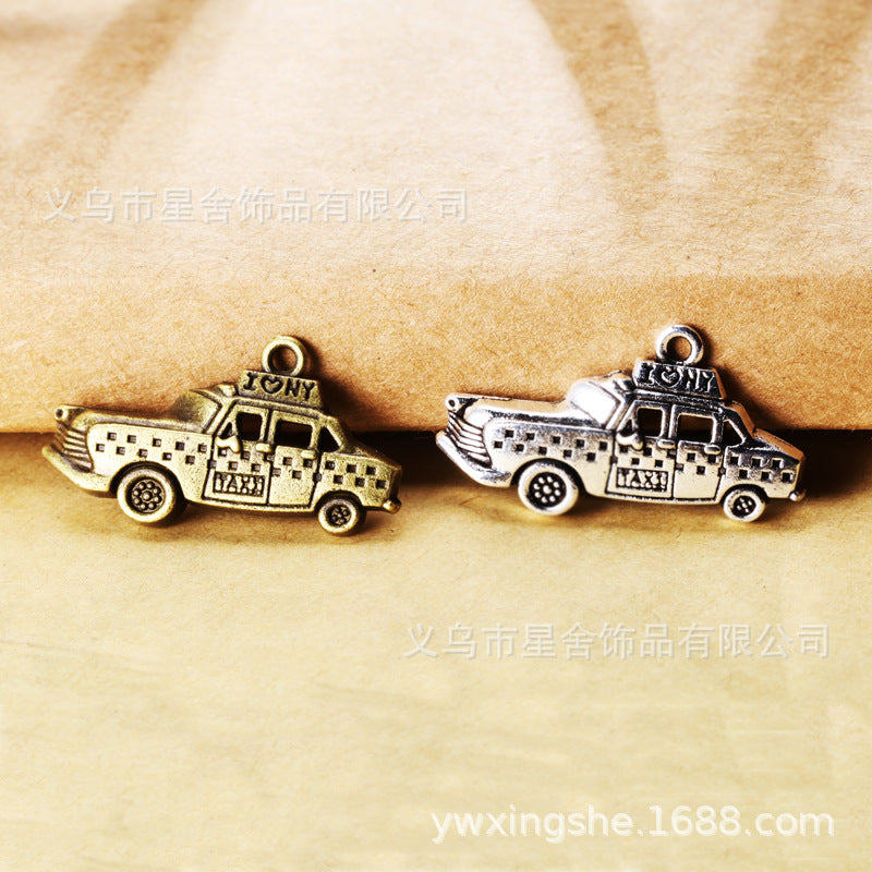 Vintage Taxi Car Zinc Alloy Charm Pendant