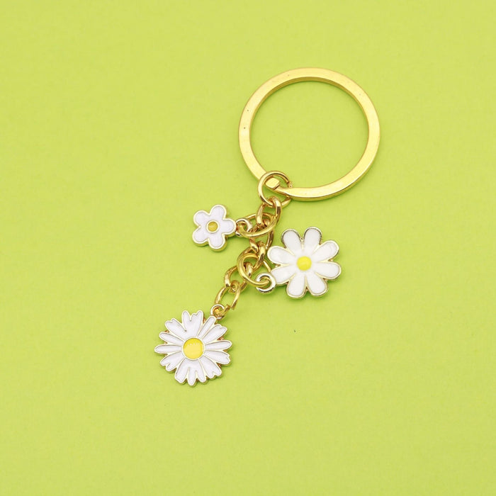 Zinc Alloy Daisy Flower Keychain Colorful Bag Charm Gift