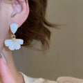 Alloy Enamel Flower Petal Pendant Drop Earrings French Court Style Elegant Stud Earrings view 3