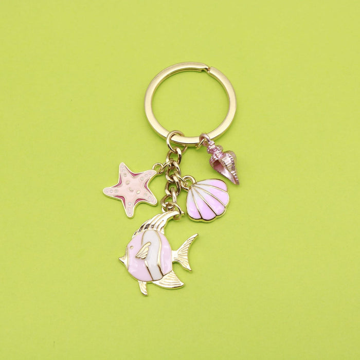 Zinc Alloy Ocean Starfish Turtle Mermaid Keychain Backpack Charm
