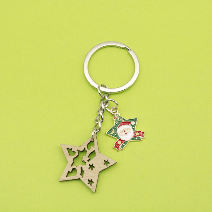 Wood Graffiti Letter Mom Keychain Gift Key Ring