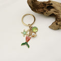 Metal Enamel Ocean Shell Starfish Dolphin Keychain Pearl Bag Charm view 3