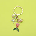 Metal Enamel Ocean Shell Starfish Dolphin Keychain Pearl Bag Charm view 1