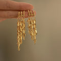 Copper Wheat Tassel Drop Earrings With Silver Pins, Metallic European Style Floral Jewelry view 4